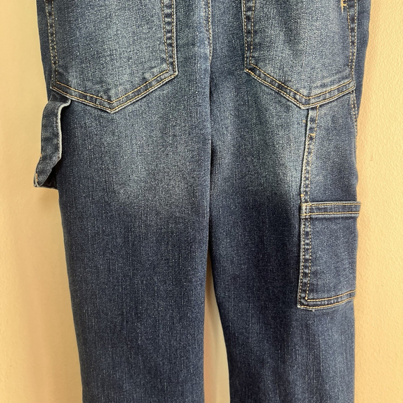 Justice Girls Overall Jumper Denim Blue Size 10 Slim Skinny Stretch Fringe Hem - Picture 11 of 15